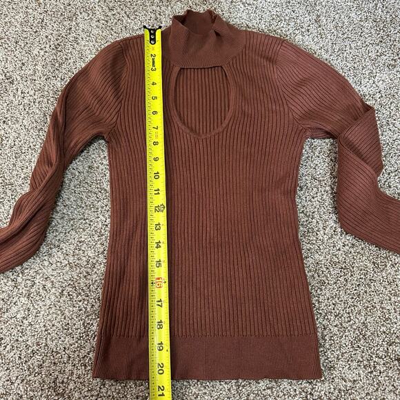 ABERCROMBIE & FITCH Women's Mock Neck Ribbed Knit Long Sleeve Size XS In Brown - Picture 10 of 12